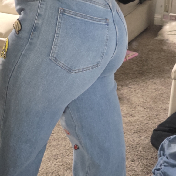 Playful Embroidered Women's Flare Jeans - Picture 2 of 8